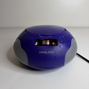 Philco Portable CD Player Boombox with Speakers and AM FM Radio Purple Color